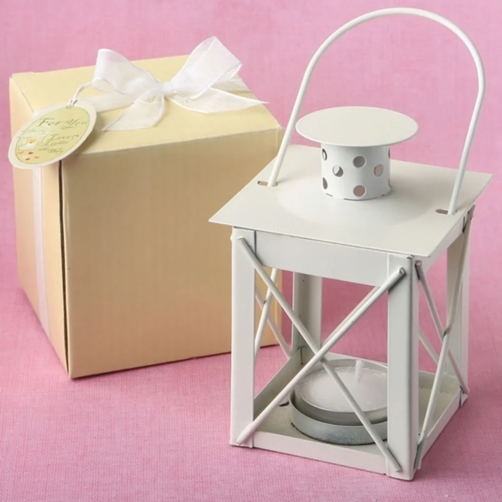 White Lantern Candle Holder - Elegant Wedding Favors for Guests